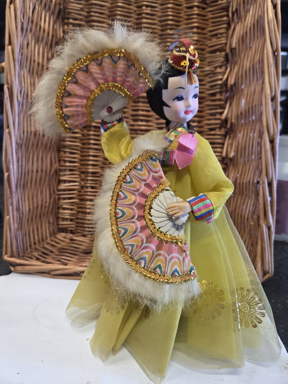 Traditional Vintage Korean Fan Dancer Doll